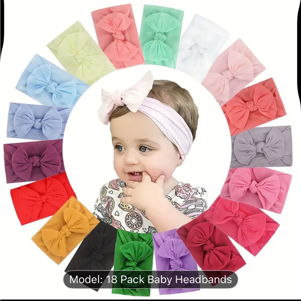 18 Pack Baby Headbands with Bows